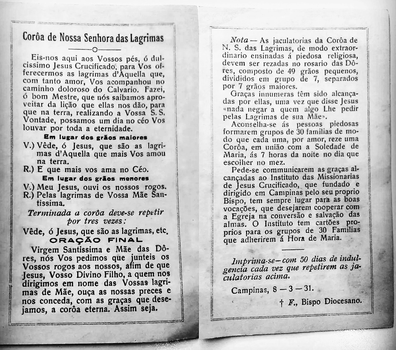 Coroa de Nossa Senhora das Lágrimas / Rosário das Lágrimas de Maria