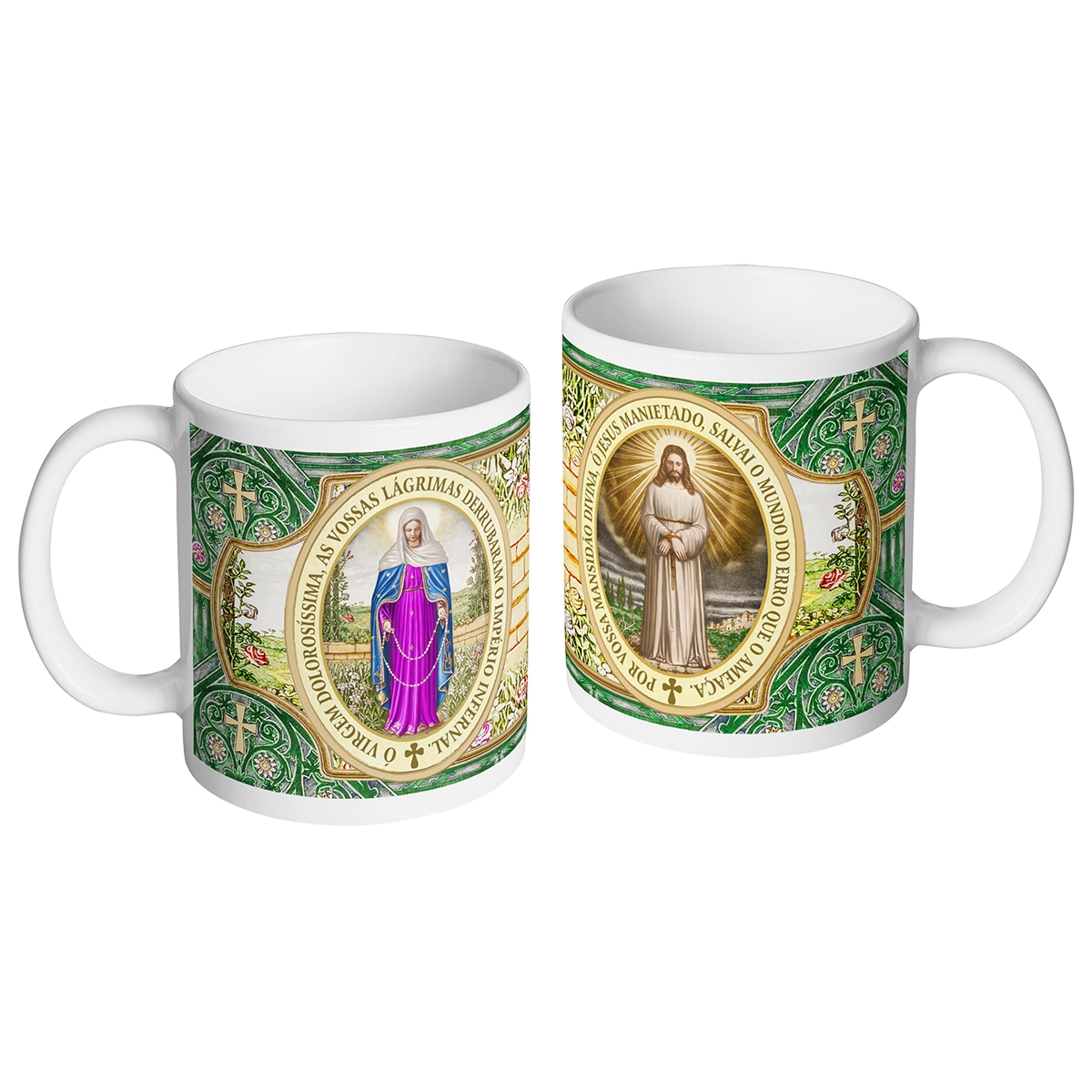 Caneca de Nossa Senhora das Lágrimas e de Jesus Manietado